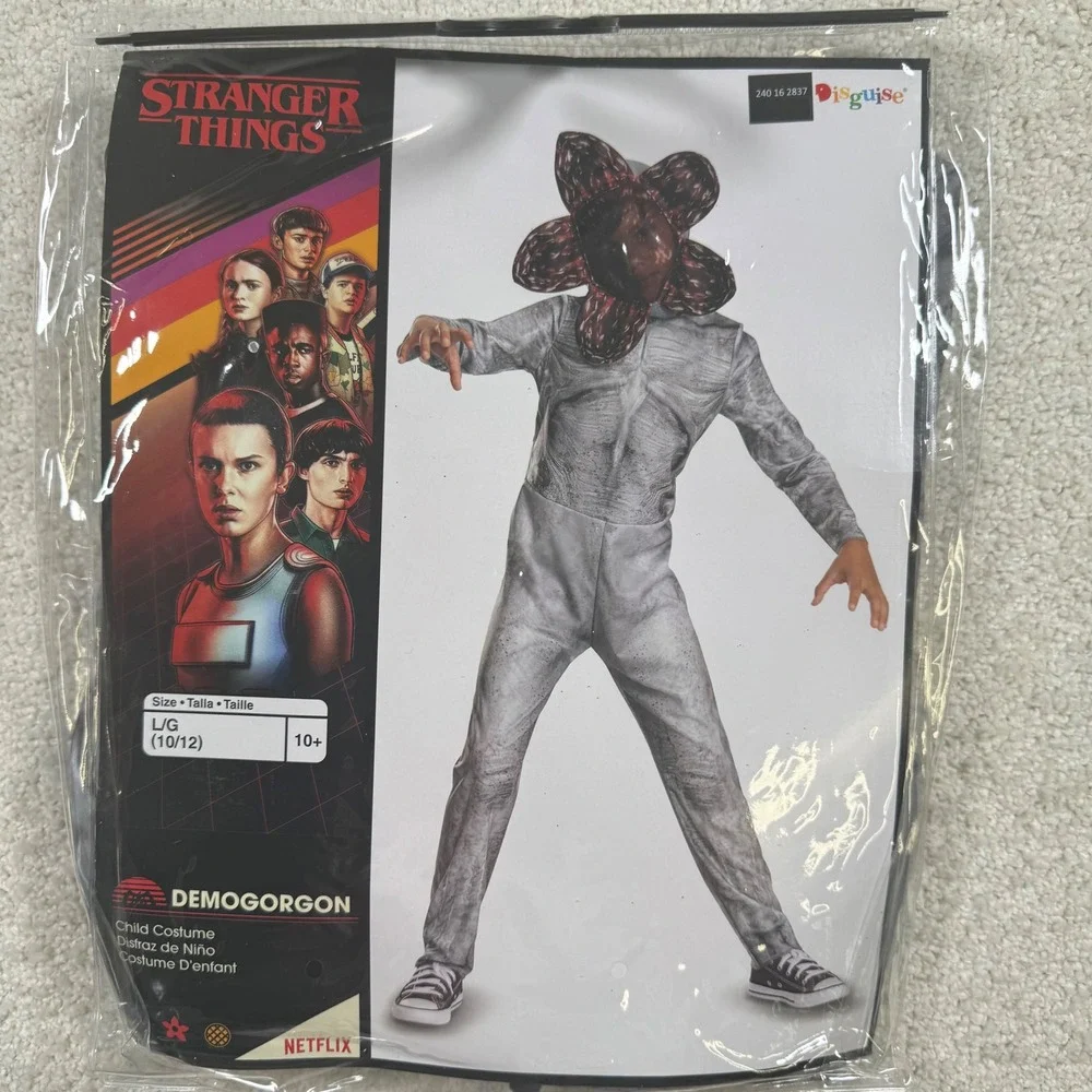 Disguise Stranger Things Demogorgon Costume Large 10/12 Kids Grey Jumpsuit